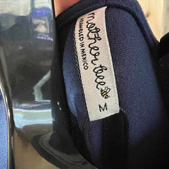 Maternity Mother Bee Medium Navy Blue Faux Wrap Stretch Jersey‎ Midi Dress NWT - Picture 5 of 8